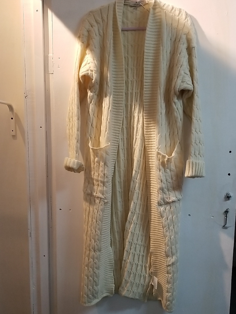 Cozy Long Open-Front Cable Knit Cardigan - Cream